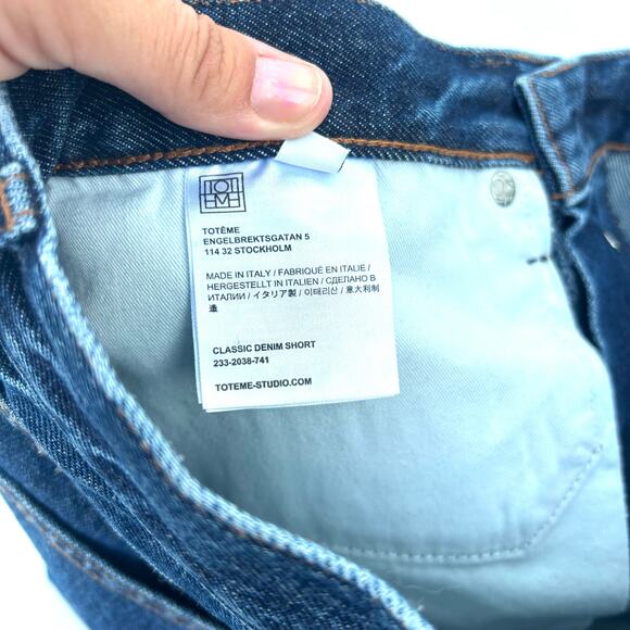 Toteme Classic Denim Shorts Jean Long Jorts Bermuda Baggy Wide Leg 25 - Picture 15 of 16